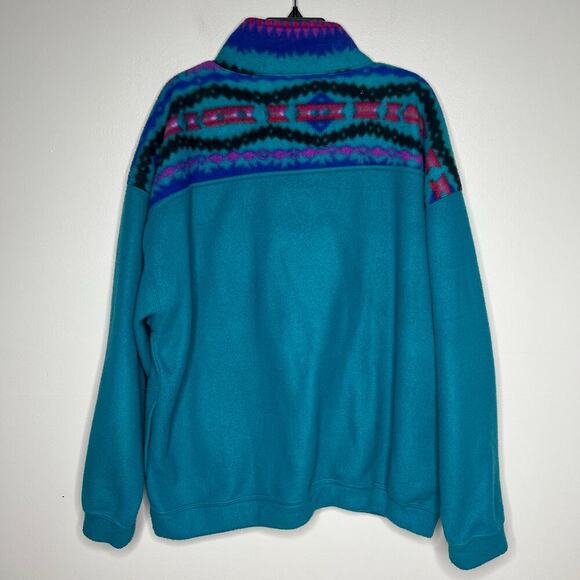 Vintage Men's 90s 1/4 ZipPullover Fleece Size Large Aztec Snow Ski Snowboard 80s - Picture 5 of 8